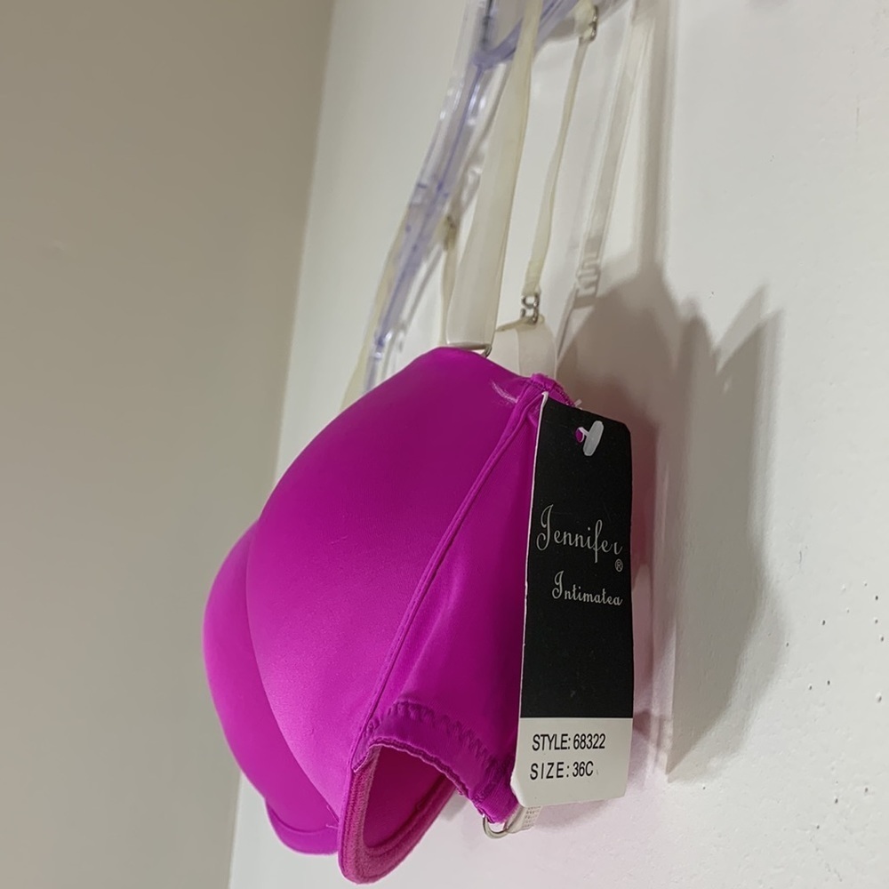NWT. Jennifer Intimatea 36C Sheer Plastic Strap Bra. - Picture 4 of 8